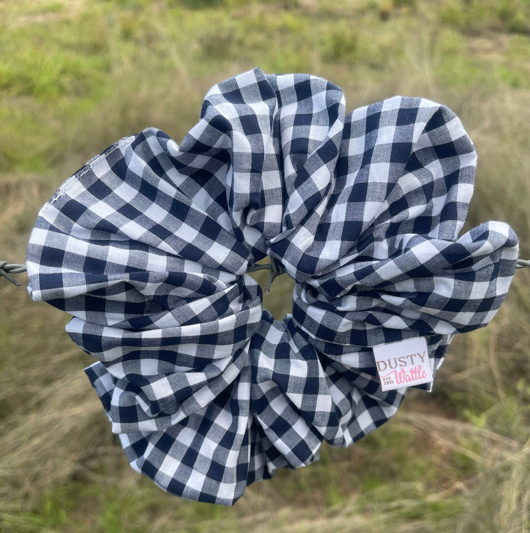 Large Scrunchie - Navy Gingham