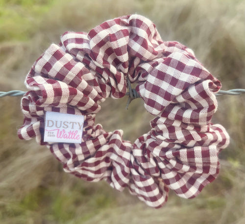 Medium Scrunchie - Maroon Gingham