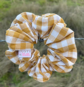 Medium Scrunchie - Mustard Gingham