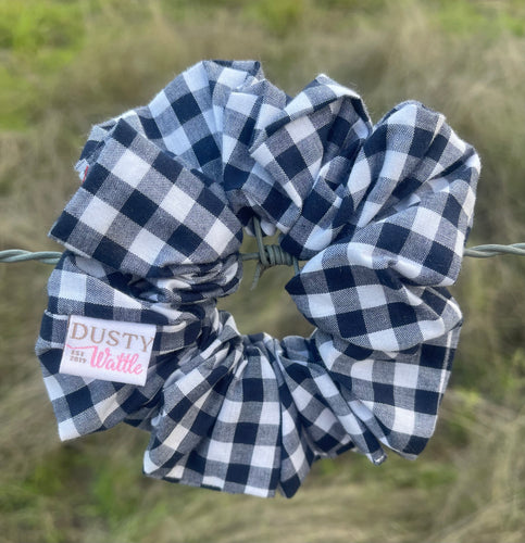 Medium Scrunchie - Navy Gingham