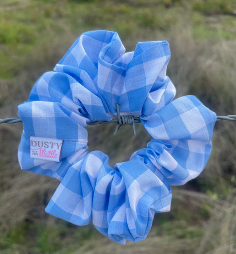 Medium Scrunchie - Light Blue Gingham