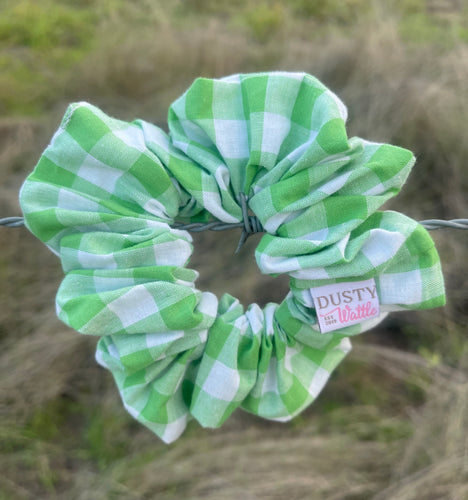 Medium Scrunchie - Light Green Gingham